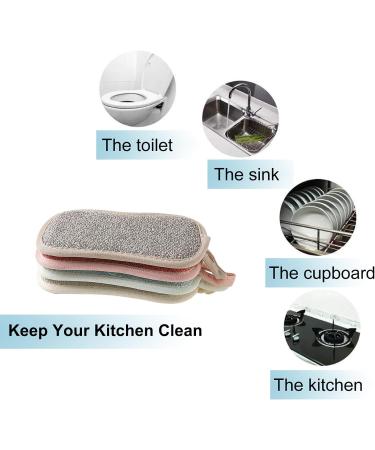 Reusable Microfiber Kitchen Cleaning Sponges - 4 Pack Multicolored Pot & Dish Scrubbers - Buy Online on SooperMarket.com
