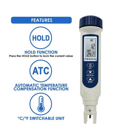 Portable Digital 3-in-1 Water Quality Meter - High Accuracy TDS/Salinity/Temperature - Buy Online on SooperMarket.com