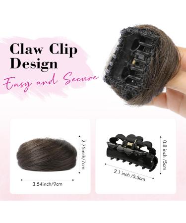 REECHO 2 PCS Mini Claw Clip in Messy & Cat Ears Hair Bun Extensions Wig Accessory Updo Hairpieces for Women Girls (Pack of 2-3" Straight Dark Brown with Copper Highlights) Pack of 2 - 3" Straight Dark Brown with Copper Highlights - Buy Online on SooperMarket.com