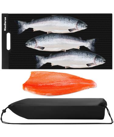 Mastermined fishing fillet mat 71.1 x 35.6 cm for simple filleting with storage bag durable and easy to clean rollable fish fillet board portable fillet mat