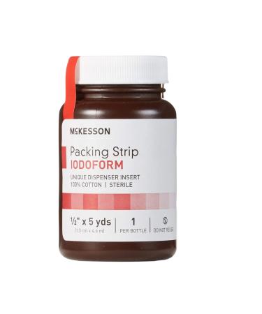 McKesson Packing Strip Sterile Iodoform 100% Cotton 1/2 in x 5 yds 12 Count