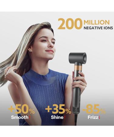webeauty 5-in-1 Hair Dryer Brush - Professional Hot Air Brush for Fast Drying Curling and Straightening - Ceramic Coating & Negative Ion Technology - 110000 RPM (Grey/Gold - Buy Online on SooperMarket.com