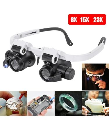 goforwealth Head Mounted with LED Light Jeweller Magnifying Glasses Hands Headset Head-Mounted Magnifying Glasses for Jewelry Sewing Reading Crafts Repair Astounding - Buy Online on SooperMarket.com
