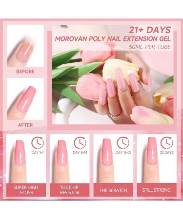 Morovan 2oz Poly Extension Gel - Large Capacity Builder Nail Gel - Long-Lasting Nude Pink Colors - Ideal for Beginners and Professionals - DIY Nail Design Set - Buy Online on SooperMarket.com