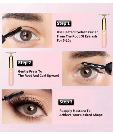 Buy Heated Eyelash Curler - Electric Fast Heating Rechargeable 2 Modes | Long Lasting Curling Gift for Women - Pink - Buy Online on SooperMarket.com
