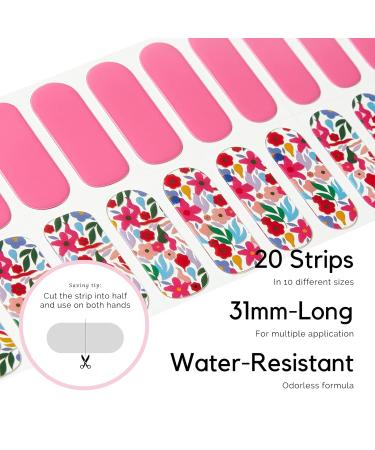 Buy Nailog UV Gel Nail Film - 20 Self-Adhesive Gel Strips with Spring Flowers - Salon Quality Manicure - International Shipping Available - Buy Online on SooperMarket.com
