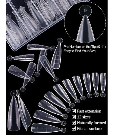 Kalolary Dual Nail Forms Set | 120PC Stiletto Nail Tips + 10 Blue Nail Clips Nail File & UV Gel Brush for Professional Nail Art Extension - Buy Online on SooperMarket.com