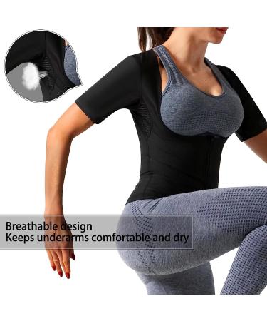 DYUAI Women's Short Sleeve Sauna Sweat Vest XL - Blue Lining, Body Shaper Training Vest for Heat Trapping - Buy Online on SooperMarket.com