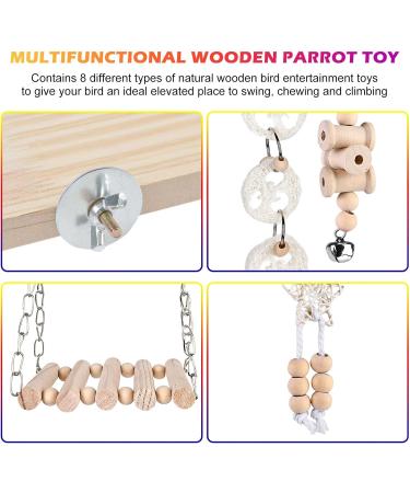 9-Piece Bird Toys Set | Parrot & Budgie Accessories | Cage Rocking Toys & Wooden Platforms for Finches & Lovebirds - Buy Online on SooperMarket.com