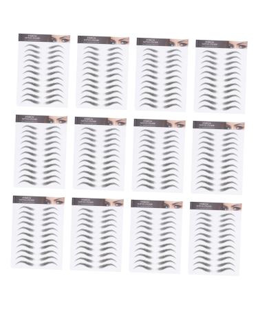 Mikinona 12 Sheets Waterproof Eyebrow Stickers Eyebrow Shaping Sticker Hair-like Eyebrows Stickers Post Paper 21x15cm Black