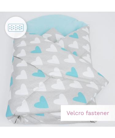 Baby Swaddle Wrap Blanket | Newborn Cotton Swaddling Sleeping Bag 0-3 Months (Blue Hearts) - Buy Online on SooperMarket.com