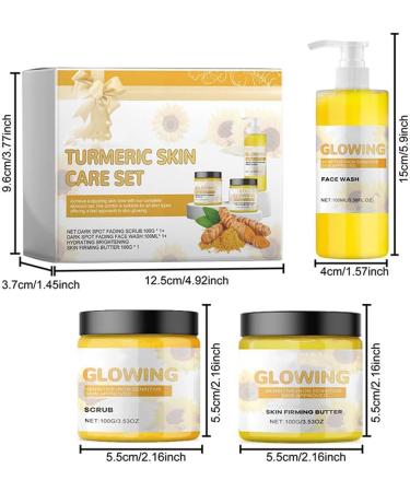 GeRRiT 3 In 1 Turmeric Glow Combo Skincare Set Turmeric Glow Face Wash Turmeric Scrub Turmeric Firming Moisturizing Cream Hydration Glowing Skin Set Skincare Gift Set for Women - Buy Online on SooperMarket.com