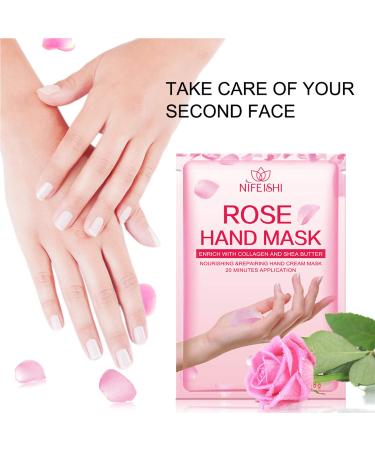 Rose Moisturizing Hand Peel Mask (5 Pack) Exfoliating and Hydrating Gloves for Baby Soft Hands - Repair Dry and Rough Skin - Men and Women - Buy Online on SooperMarket.com