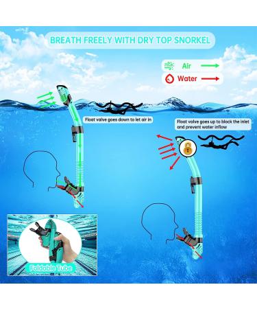 Adult & Youth Snorkel Set - Anti-Leak, Anti-Fog Dry Mask for Snorkeling, Swimming & Diving - Green - Buy Online on SooperMarket.com
