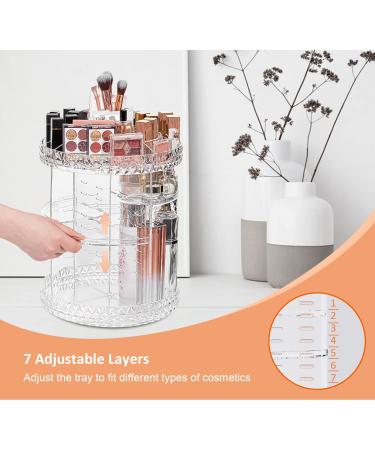 DreamGenius 360 Rotating Makeup Organizer 7-Layer Cosmetic Storage Case | Clear Acrylic Display for Jewelry, Brushes & Lipsticks - Buy Online on SooperMarket.com