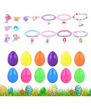 Kirdume Easter Eggs Prefilled With Bracelets - Prefilled Bright Easter Eggs with Bracelets - Easter Basket Stuffers Easter Party Favours for Girls Kids Children Boys Sh-08 - Buy Online on SooperMarket.com