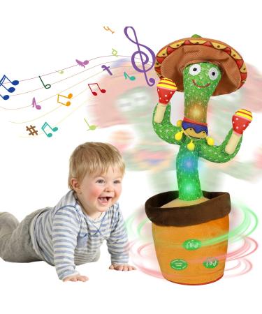 Dancing Cactus Singing Cactus Voice Recorder Baby Toys Talking Cactus Adjusting the Volume with 120 Songs Funny Children Education Toys Gifts and Home Decoration Style C(dance+sing+light+record+volume Control)