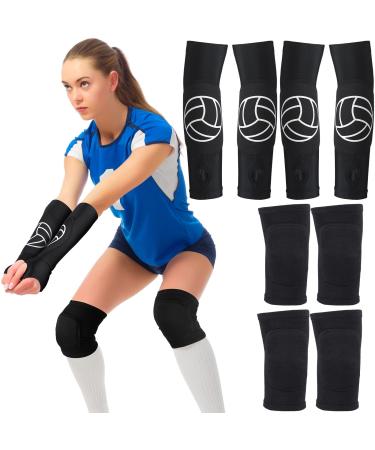 Hungdao Volleyball Knee Pads and Volleyball Arm Sleeves Soft Knee pads Hitting Forearm Sleeves Volleyball Gear with Protection Pad Thumb Hole for Girls Women Youth Teens Training 4