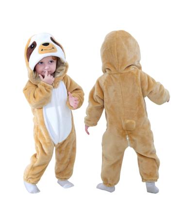 Doladola Baby Boys Girls Cartoon Animal Hooded Onesies Infant Pajamas Romper 18-24 Months Sloth