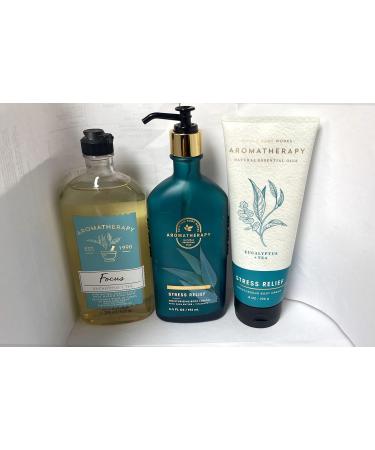 Bath and Body Works Aromatherapy STRESS RELIEF EUCALYPTUS TEA Trio Gift Set - Body Lotion 6.5 oz  Shower Gel Foam Bath 10 oz and Body Cream 8 oz