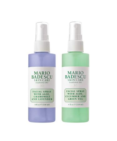 Mario Badescu Facial Spray with Lavender and Facial Spray with Cucumber Duo 4 Fl Oz (Pack of 2)