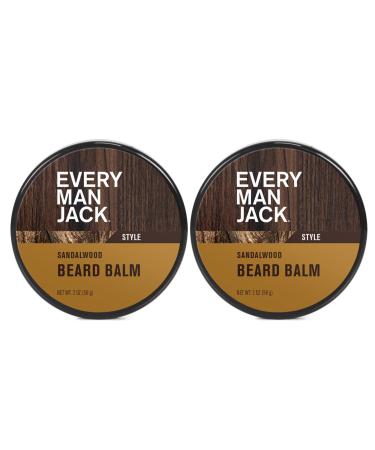 Every Man Jack Beard Balm - Subtle Sandalwood Fragrance - Moisturizes Protects and Strengthens Your Beard - Naturally Derived with Tea Tree Oil Shea Butter and Jojoba - 2.0-ounce Twin Pack