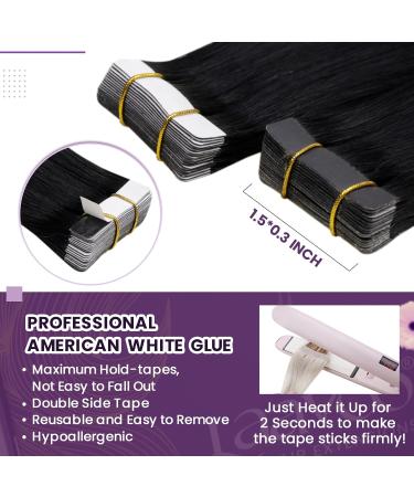 Buy Laavoo Invisible Tape-in Extensions | Real Black Hair Seamless 50cm 20pcs Remy Skin Weft - Buy Online on SooperMarket.com