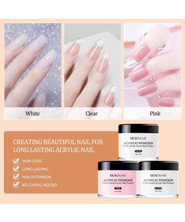 Morovan Acrylic Nail Kit with 12 Glitter Powder Set - Professional Monomer & Liquid Set for French Nail Tips - Practice Hand & Brushes for DIY Nail Art - Buy Online on SooperMarket.com