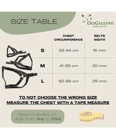 Dogissimi Leather Dog Harness for Small & Medium Dogs - Adjustable Ergonomic Handmade in Italy (Size L - Military Breast 52-69 cm) - Buy Online on SooperMarket.com