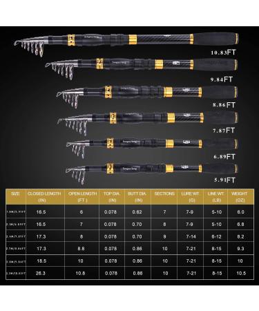 Soougayilang 2.4m Telescopic Fishing Rod & Spinning Roller Combo Carbon Fiber for Salt & Fresh Water Durable & Portable with Carrying Bag - Buy Online on SooperMarket.com