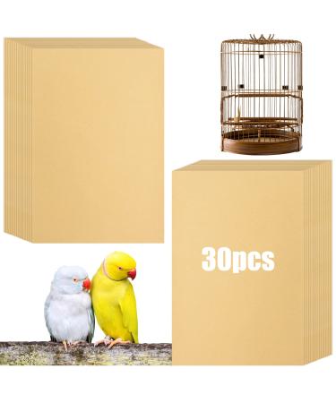 30PCS Bird Cage Liner for Bird Cage in Sea Sand,Gravel Paper for Bird Cage 11 x 17 inch, Bird Cage Paper Liners Cage Liner,Birdcage Paper for Hard Beak Cleaning, Safe and Easy to Digest