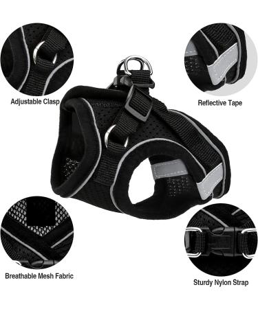 Adjustable Cat Dishes Set - Reflective Soft Lining & Breathable Mesh for Outdoor Training | M Size (Black) - Buy Online on SooperMarket.com