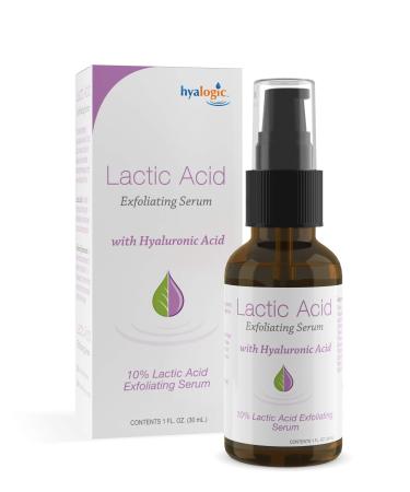 Hyalogic Lactic Acid 10% Serum for Face with Hyaluronic Acid & Essential Oils Non-Abrasive Face Exfoliant- For Clearer & Radiant Skin (1 fl. oz.)
