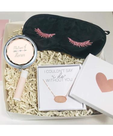 COFOZA Matron of Honor Champagne Compact Mirror & Rose Gold Knot Bracelet - Wedding Proposal Gift - Buy Online on SooperMarket.com