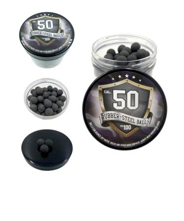 100x Premium Quality Hard Mix Rubber Steel Balls Paintballs Reballs Powerballs in 50 Cal. for Shooting Training Home and Self Defense Pistols in 50 Caliber