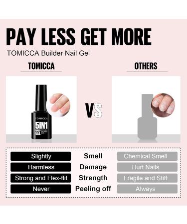 TOMICCA 5 in 1 Builder Nail Gel 15ML - Nude UV Gel Polish for Strong Nails | Nail Repair & Strengthening | Easy to Shape | Nail Art Supplies - Buy Online on SooperMarket.com