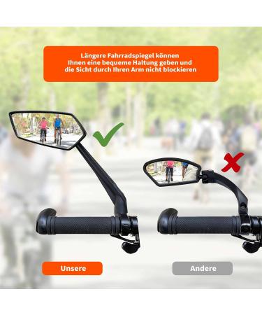 Homieway Extra Large Bicycle Mirror - HD Impact-Resistant Glass 360 Adjustable Long Handle for E-Bike Handlebar (22-25mm) | International Shipping Available - Buy Online on SooperMarket.com