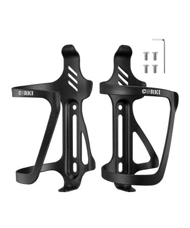 Corki cycles bike bottle holder right and left Slide-Entry bicycle bottle bottle holder for racing bike MTB gravel bike and e-bike aluminum black 2pack set right-black 2er-pack