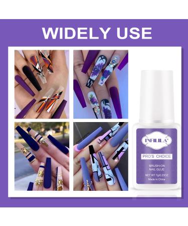 Infilila Professional Brush On Nail Glue for Acrylic, Press On, and Fake Nails - Long Lasting Adhesive - 7ML/0.23OZ - Buy Online on SooperMarket.com