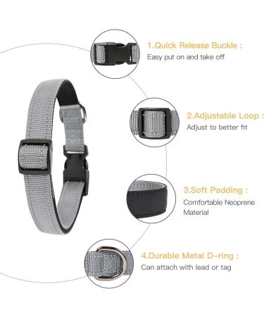 Heele Dog Collar - Soft Padded Neoprene Nylon Adjustable Reflective Collar for Small & Medium Dogs Gray (L: 40-66 cm) - Ideal for Training & Comfort - Buy Online on SooperMarket.com