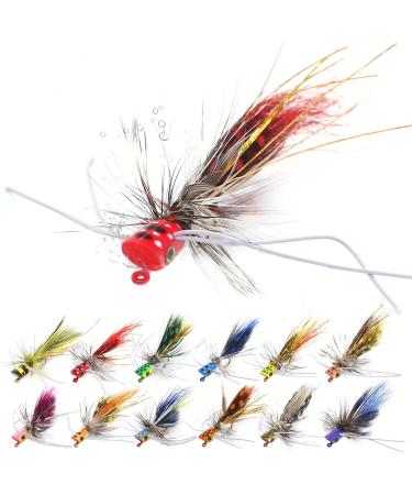 Popper-Flies-for-Fly-Fishing-Topwater-Panfish-Bluegill-Bass-Poppers Flies Bugs Lures C-Small Poppers-12pcs