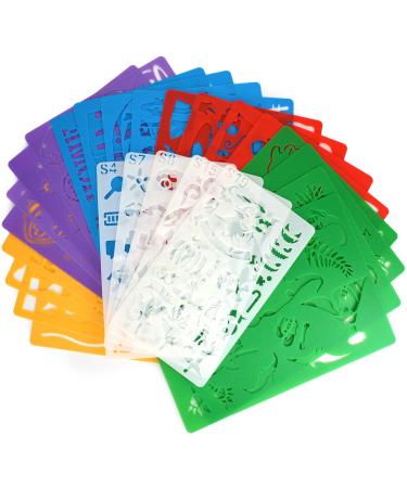 Stencil Drawing Kit for Kids, 25 Pcs Plastic Drawing Stencils with 400+ Shapes, Great Birthday Gift for Boy Girl
