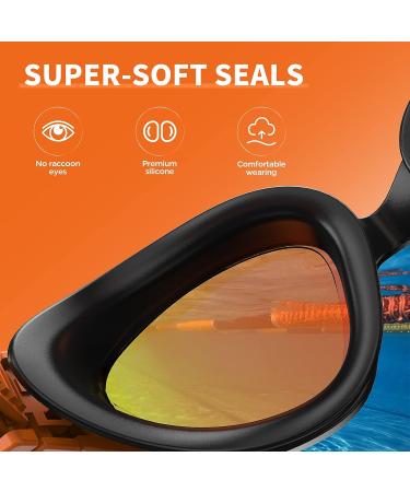 SwimStars Adult Swim Goggles - Anti-Fog UV Protection, No Leaking, Orange/Black Mirrored Lens for Pool & Open Water Swimming - Buy Online on SooperMarket.com