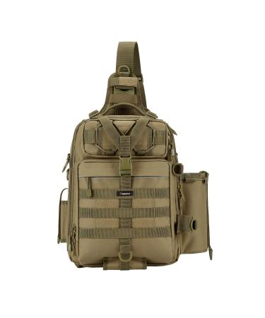 Piscifun Fishing Sling Tackle Storage Bag, Lightweight Outdoor Fishing Tool Shoulder Backpack for Fishing Hiking Hunting Camping Khaki Standard(11.8*8.3*3.9inch)