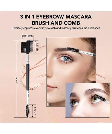 2pcs 3 Head Eyebrow & Eyelash Shaper with Double Head Brush | Includes 3 Different Spoolie Brushes for Makeup Grooming | EC-01 - Buy Online on SooperMarket.com