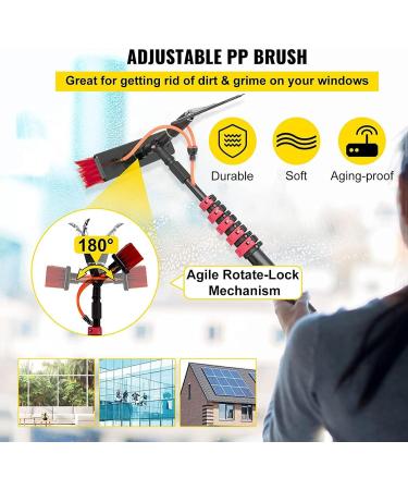 Window Cleaning Pole photovoltaic cleaner Window Cleaning Poles Water Fed Pole Kit Water Fed Cleaning System 3-In-1 Aluminum Outdoor Window Cleaner Water Fed Brush W/Squeegee 55cm Brush Head 4M/13FT - Buy Online on SooperMarket.com