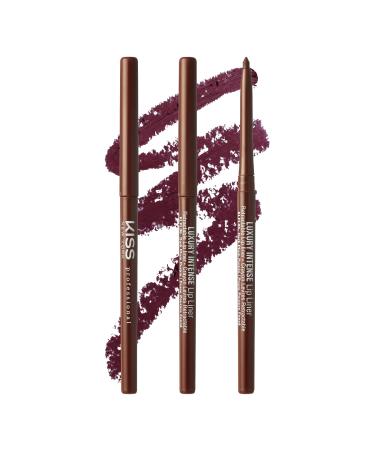 kiss new york Luxury Intense Lip Liner Long-Lasting Creamy Lip Liner Retractable Easy to Use Lip Liner 3PCS (Dark Plum Purple) 1 Count Dark Plum Purple