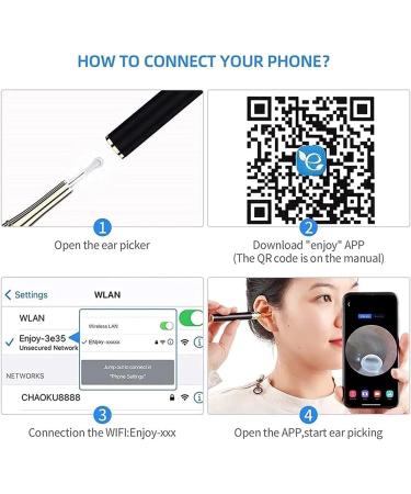 Jteremy Smart Ear Wax Removal Tool | 5M Pixel HD WiFi Endoscope | Otoscope Ear Cleaner - Buy Online on SooperMarket.com
