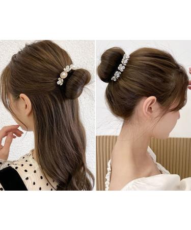 4Pcs Magic Hair Bun Maker with Pearl and Flower Foam Sponge - DIY Hair Styling Tool for Women and Girls - Buy Online on SooperMarket.com
