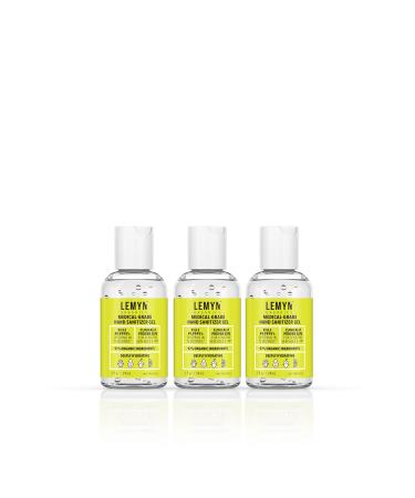Lemyn Organics Medical Grade Hand Sanitizer Gel - 97% ORGANIC - 2 FL.OZ. PACK OF 3